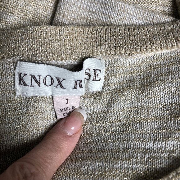 Knox Rose Sweater Womens Sz 1X Gold Metallic Long Sleeve Festive Party Pullover - Picture 5 of 7